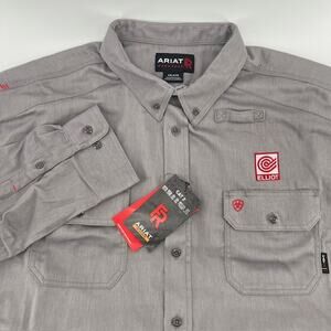 NWT Ariat FR Cat 2 Flame Resistant Button Work Shirt Mens 4XL Gray Long Sleeve
